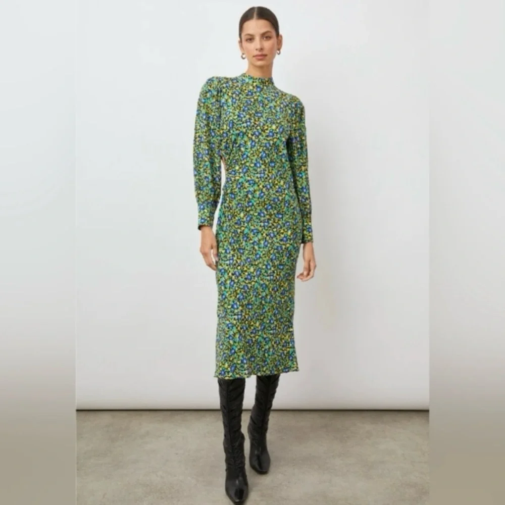 New Rails Carmel Abstract Garden Midi Dress Long Sleeve Women’s Size Small